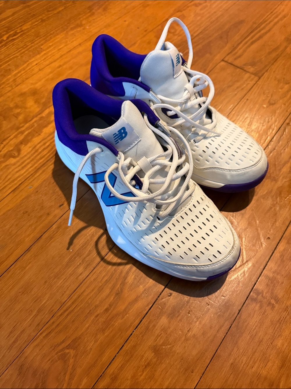 New Balance White Court Sneakers with Purple Accents